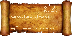 Kereszturi Líviusz névjegykártya
